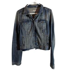 VTG Polo Jeans by Ralph Lauren Denim Trucker Jacket White Label Womens Sz M Blue